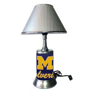 Michigan Wolverines table lamp with chrome finish shade, NCAA